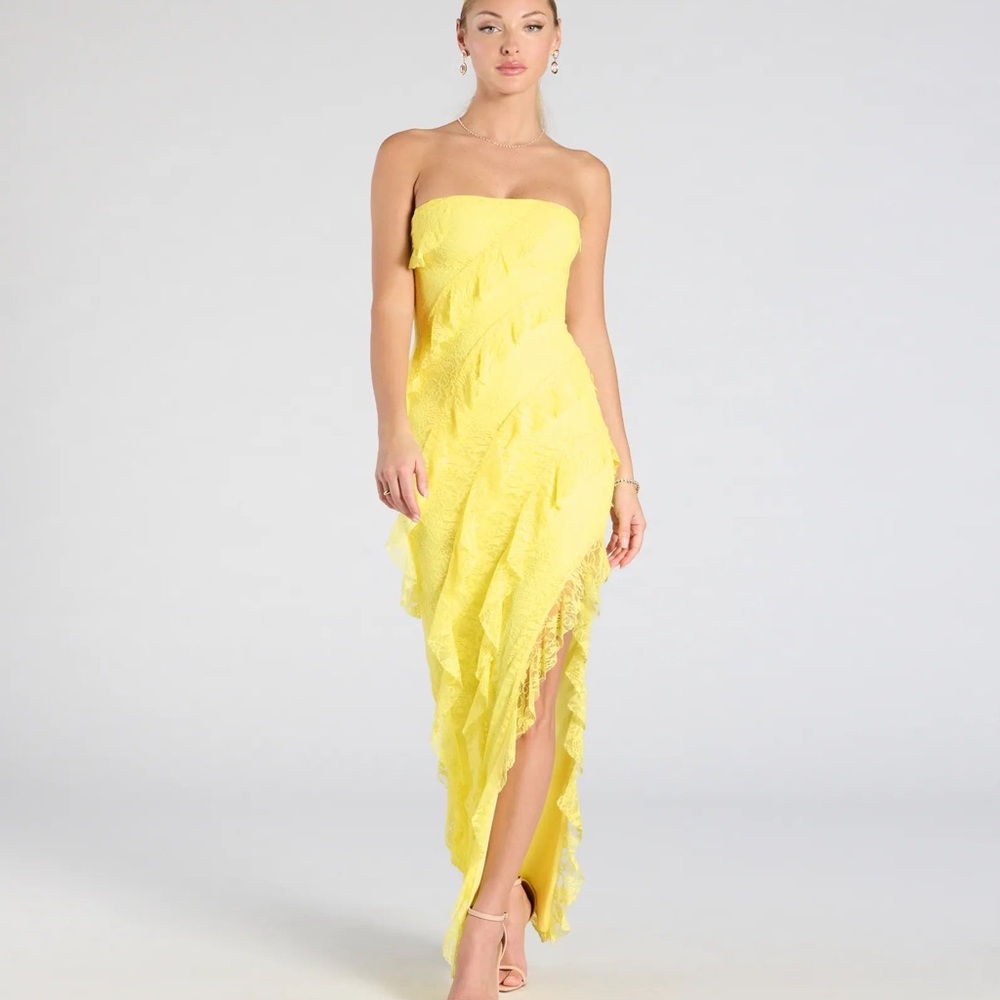 Windsor Strapless Yellow Lace Dress